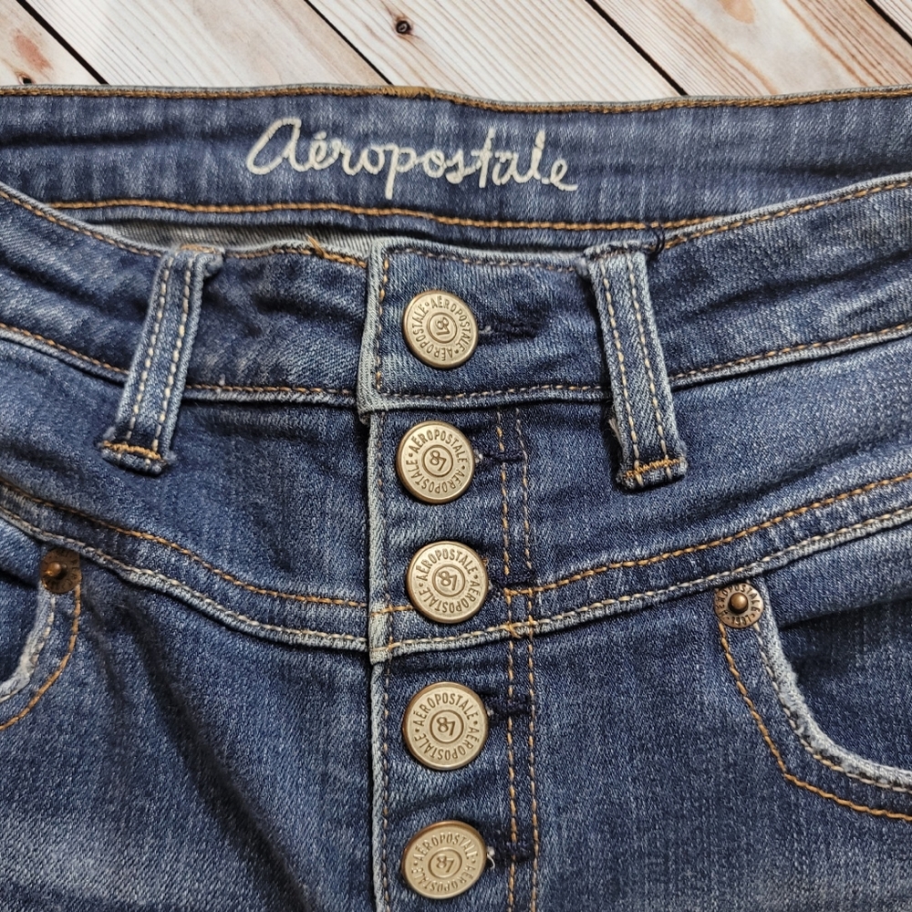 Aeropostale Bree Hi Rise Jeffing Button Fly Sz 2 - Picture 5 of 6